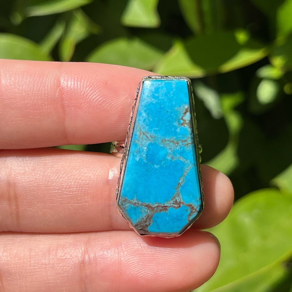 Size 6.5 925 silver plated coffee turquoise ring